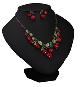 Kaamastra Equisite Enameled Cherry necklace -Red